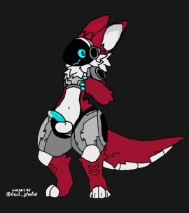 1boy anthro bodily_fluids cum genital_fluids genitals glowing glowing_genitalia glowing_penis machine male male_only penis protogen solo thick_thighs toasty1311_(artist) toasty_(toasty1311)