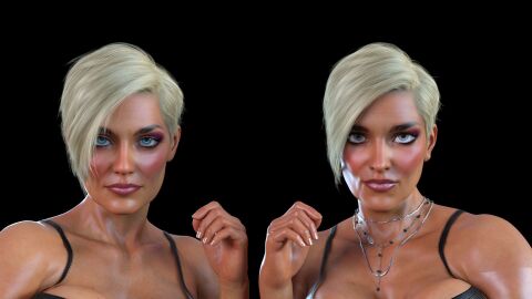 1girls 2023 3d black_background blonde_hair breasts close-up female female_only jonasd jonasd-3dart large_breasts mature mature_female milf muscular muscular_female original original_character short_hair solid_color_background solo solo_female
