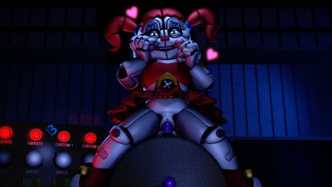 1girls 3d animatronic baby_(fnafsl) blue_eyes circus_baby circus_baby_(fnaf) circus_baby_(original) dildo dildo_in_pussy dildo_penetration dildo_riding dildo_sitting female five_nights_at_freddy's five_nights_at_freddy's:_sister_location full_color no_panties pussy red_hair robot robot_girl robot_humanoid skirt solo somethingshrimpii twintails vagina vaginal_penetration white_body