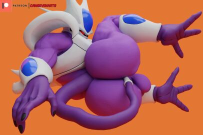 1boy alien ass balls camseven cooler_(dragon_ball) dragon_ball dragon_ball_z gay laying_on_side male male_only mostly_nude penetration purple_body purple_skin red_eyes solo solo_focus tail