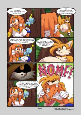 1boy 1girls 2d anthro anthro_pred anthro_prey belly chao_(sonic) comic echidna female female_prey fox foxynoms licking_lips male male_pred miles_prower mobian mobian_(species) mobian_echidna oral_vore page_1 page_number sega sonic_(series) sonic_adventure sonic_the_hedgehog_(series) tails tails_the_fox tikal_the_echidna vore vore_comic