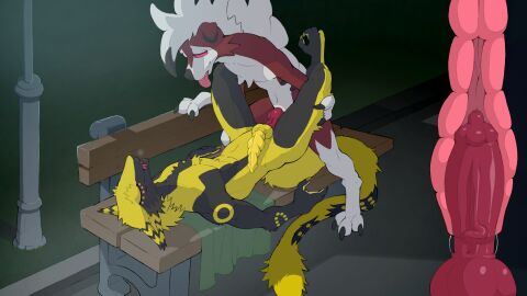 16:9 4k absurd_res anal anal_sex animal_genitalia animal_penis animated anthro ass balls bench big_penis black_body black_fur bodily_fluids canid canine canine_genitalia canine_penis canis claws curling_toes danamasco digital_media_(artwork) duo erection feet fur furry gay generation_7_pokemon genital_fluids genitals hair hi_res internal jackel_(hacksource553) knot knot_fucking knotting lycanroc lying male male/male male_penetrated male_penetrating male_penetrating_male mammal midnight_lycanroc night nintendo nude on_back on_bench outside park paws penetration penile penile_penetration penis pokemon pokemon_(species) sergal sex short_playtime simple_background smile tail teeth toe_claws toes tongue white_body white_fur widescreen yaoi yellow_body yellow_fur yellow_penis