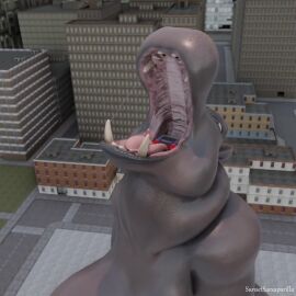 1girls 3d animated anthro anthro_female anthro_pred bus city cityscape female female_pred giantess hippopotamid oral_vore soft_vore sound sunsetsarsaparilla swallowing_sounds tagme video vore