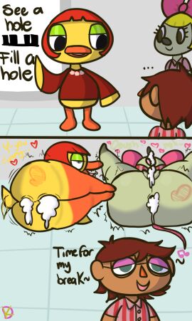 after_sex ahe_gao anatid animal_crossing anseriform anthro ass ass_focus avian big_ass big_butt bird bodily_fluids bottomless butt_focus clothed clothed_sex clothing cum cum_in_ass cum_in_mouth cum_in_pussy cum_inside duck eye_roll female genital_fluids group half-closed_eyes hi_res human instant_loss_2koma klutzatdusk looking_pleasured maelle_(animal_crossing) male male/female mammal mouse murid murine narrowed_eyes nintendo penelope_(animal_crossing) pussy questionable_consent rodent sex short_stack size_difference spank_marks spread_legs spreading tail tail_motion tailwag thick_thighs trio villager_(animal_crossing) wide_hips