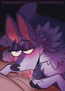 2025 ambiguous_gender animated anthro artist_name black_nose blowjob blush brown_body brown_fur canid canine canis digital_art digital_media digital_media_(artwork) dimwitdog duo erection eyelashes fellatio fellatio_from_feral female feral fur genitals gracie_(night_of_the_zoopocalypse) male male/female mammal multicolored_body multicolored_fur night_of_the_zoopocalypse oral oral_penetration paws penetration penile penile_penetration penis purple_body purple_eyes purple_fur purple_tail short_playtime tail tongue_out_blowjob white_body white_fur wolf