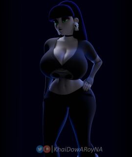 1girls 3d ass atomickingboo big big_ass big_breasts big_hips breasts dark_hair female green_eyes hips khaidow_a_roy khaidown legs lindel_dollice_quilten lips oc original original_character scrag_boy the_besties_(atomickingboo) top_heavy upper_body wide_hips