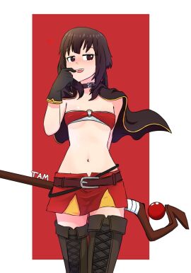 blush breasts brown_hair female kono_subarashii_sekai_ni_shukufuku_wo! megumin navel no_sex open_mouth tam_m3_(artist) tiny_breasts