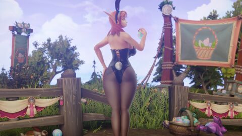 3d 3d_(artwork) amber_eyes armwear ass ass_tattoo big_ass big_breasts big_butt big_hips big_thighs blood_elf bowtie breasts bunny_ears bunny_girl bunny_tail bunnysuit butt_tattoo cia_nightfire clothed clothes easter easter_egg elf female female_focus female_only golden_eyes hairband high_elf hips large_breasts long_ears morilymory oc pantyhose pinup pointy_ears pussy red_hair rogue_(warcraft) smooth_skin solo solo_female solo_focus tattoo tattoo_on_butt tattooed_butt thick_hips thick_thighs vagina warcraft world_of_warcraft yellow_eyes