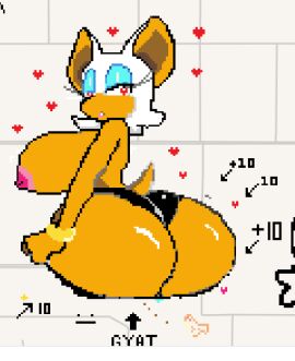 2d big_ass big_breasts breasts bubble_butt female green_eyes looking_back nipples pixel_art rouge_the_bat sega sonic_(series) sonic_the_hedgehog_(series) sportswear struggling_to_fit white_hair wplace