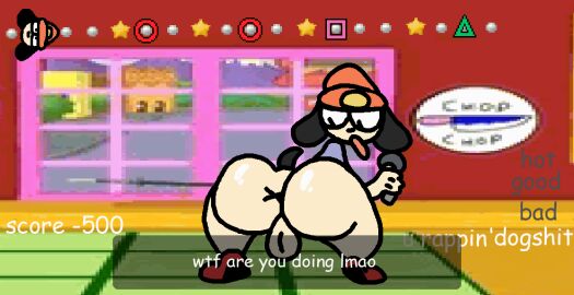 2d_animation aliasing animated anus ass ass_clapping backsack balls ballsack beanie big_ass big_butt blue_clothing blue_shirt blue_topwear canid canine clothing dialogue digital_media_(artwork) electronics english_text footwear gameplay_mechanics genitals glistening glistening_butt hat headgear headwear holding_object huge_ass huge_butt looking_at_self looking_back loop male male_only mammal microphone nxyitn open_mouth parappa parappa_the_rapper profanity red_clothing red_footwear red_shoes screencap screencap_background seamless_loop shirt shoes short_playtime solo sony_corporation sony_interactive_entertainment tail tail_motion text thick_thighs topwear twerking x_anus