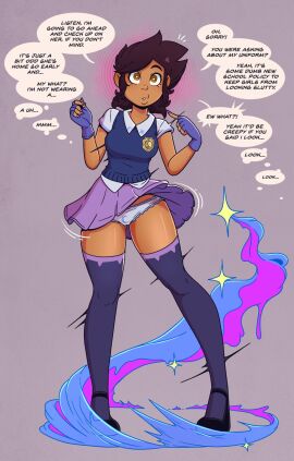 1girls age_progression ass_expansion bimbo bimbofication black_legwear black_thighhighs blue_panties breast_expansion breast_growth breast_growth_(enlargement) breasts brown_eyes brown_hair clothing clothing_transformation disney disney_channel female female_only hypnosis latina latina_bimbo luz_noceda mind_control panties reality_warping school_uniform short_hair skirt skirt_lift stockings text text_bubble the_owl_house thighhighs transformation transformation_sequence wide_eyed wide_hips wrenzephyr2