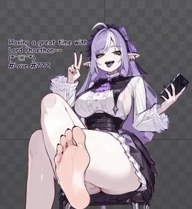 6ahiru ai_assisted ai_generated animated feet foot_fetish foot_focus holding_phone purple_hair selfie soles tagme teasing video vivian_(zenless_zone_zero)