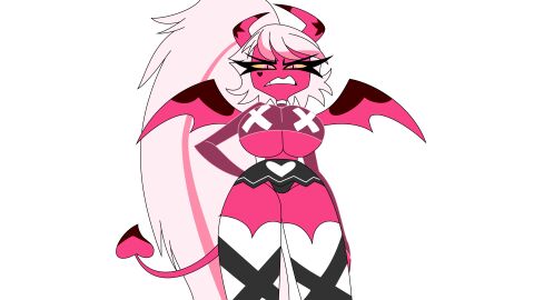 breasts female helluva_boss huge_breasts looking_at_viewer looking_down spiteful verosika_mayday_(helluva_boss) vivienne_medrano vivziepop