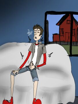 1boy bhajnalka98 clothed hello_neighbor male male_only masturbation nicky_roth self_upload shaking skinny toony