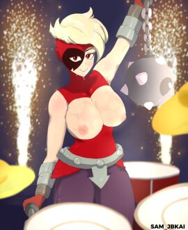 blonde_hair brawl_stars breasts breasts_out clothed female female_only lumi_(brawl_stars) sam_jbkai supercell