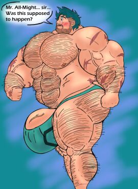 bara big_muscles body_hair commission excessive_body_hair hyper_muscles hyper_penis izuku_midoriya male man_thong muscle_growth muscles muscular muscular_male my_hero_academia penis revindi side_profile what yaoi