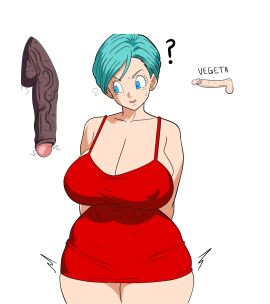 ass big_ass big_breasts big_penis breasts bulma cheating dark-skinned_male dragon_ball dragon_ball_z female looking_at_penis male mature_female milf mother netorare ntr penis penis_awe penis_size_difference rudo_ntr small_penis
