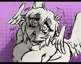 1girls ahe_gao ahegao_face angel_(broken_colors) big_areola big_breasts blasticheart_(artist) breasts broken_colors female heart-shaped_pupils huge_cock imminent_fellatio imminent_oral imminent_penetration imminent_sex large_areolae large_breasts looking_at_penis looking_up male on_knees penis penis_awe penis_out penis_shadow pinup shadow tongue tongue_out wings wings_on_head