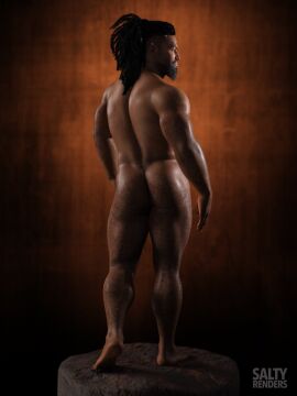 1boy 1human 3d 3d_(artwork) 3d_model african african_male bara black_hair brown_hair dark-skinned_male dark_skin foreskin hairy hairy_male long_hair lucas_bishop male male_focus male_only marvel marvel_comics masculine_male melanin muscles muscular muscular_male nude penis saltyrenders solo solo_focus solo_male superhero superpowers uncircumcised uncircumcised_penis uncut viewed_from_behind x-men yaoi
