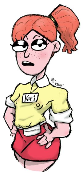 1girls absurd_res areolae breasts british british_female clothed color colored dus duskizi fanny_pack female female_only freckles freckles_on_face game ginger ginger_hair hi_res kerry_pickle looking_at_viewer name_tag nipple_bulge nipples nipples_visible_through_clothing open_mouth ponytail red_hair skirt small_breasts solo solo_female solo_focus thank_goodness_you’re_here tied_hair video_game_character visible_nipples