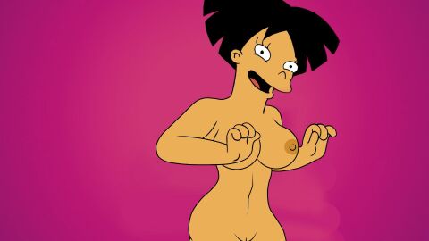 amy_wong breasts edit female female_only futurama naked nipples nude purple_background pussy renajon screenshot screenshot_edit solo solo_female vagina