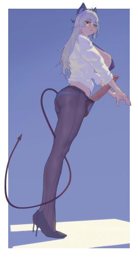 animal_genitalia futanari heels hi_res intersex looking_at_viewer pantyhose suanhe10449 tail wuthering_waves zani_(wuthering_waves)