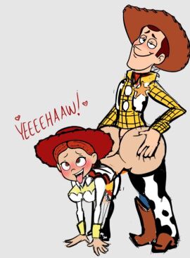 1boy 1girls ahegao ahegao_face all_fours ass ass_focus big_ass blush blushing_female breasts brown_eyes brown_hair brown_hat cheating cheating_(relationship) cheating_boyfriend cheating_female cheating_girlfriend clothed_sex couple cowboy cowgirl disney doggy_style doll duo duo_focus enjoying fat_ass female female_focus female_penetrated flushed flushed_face from_behind from_behind_position grabbing_ass grabbing_from_behind green_eyes hands_on_ass hands_on_ground hat heart heart-shaped_pupils hearts_in_eyes jessie_(toy_story) jokro legs long_hair love loving male male/female male_penetrating male_penetrating_female penetration penetration_from_behind penis penis_in_ass penis_inside pixar plump_ass red_hat reddish_hair saliva saliva_on_tongue sex sex_from_behind sheriff sheriff_badge short_hair standing standing_doggy_style standing_sex straight teeth thick_thighs thighs tongue tongue_out toy toy_story toy_story_2 voluptuous voluptuous_female wide_hips woody_pride