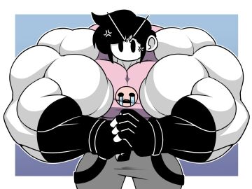 angry angry_expression big_breasts big_muscles black_eyes black_hair breast_outline breasts fanart fanart_from_twitter fanart_of_fanart female female_focus female_only marie_(tag-a-long) mime mime_girl mouthless mouthless_female muscles muscular muscular_arms muscular_female noseless original original_art original_artwork tag-a-long white_body white_skin