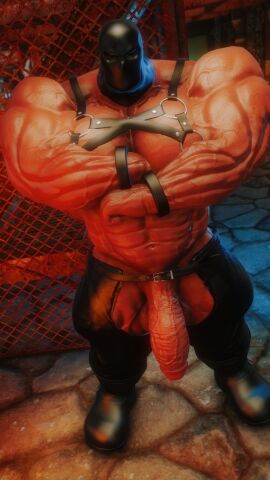 1boy 3d abs balls bara bdsm_gear big_balls big_muscles big_pecs big_penis daddy dilf executioner gay harness huge_cock huge_muscles huge_pecs human hunk male male_only mask masked_male mostly_nude muscles muscular muscular_human muscular_male navel pecs penis solo xerxes_yelnos yaoi