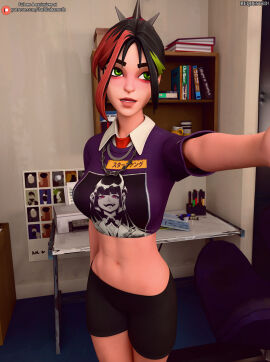 3d belly darkbahamuth female fortnite helsie_(fortnite) midriff petite pinup selfie teenager young younger_female