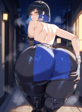 1girls ai_generated alley alleyway areola_slip ass ass_focus ass_grab back_view bare_back bare_breasts before before_anal before_blowjob before_oral before_sex big_ass big_breasts big_hips blue_hair blush boobaai breasts curvaceous curvaceous_female curvaceous_figure curvy curvy_figure deep_skin female female_focus female_only front_view genshin_impact green_eyes groping hair_ornament hand_near_face hand_on_ass hand_on_hip horny horny_female hot hot_spring hoyoverse huge_ass huge_breasts large_ass large_breasts light-skinned_female lips looking_at_viewer nipples nipples_visible_through_clothing no_bra parted_lips pov pov_male short_hair slutty_face soft_shading solo solo_focus standing straight sweat tight_clothes upper_body voluptuous voluptuous_female wet yelan_(genshin_impact)