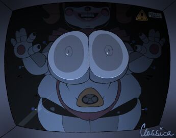 1girls 2025 animatronic animatronic_female artist_name big_breasts breasts breasts_against_glass breasts_bigger_than_head breasts_out caution_sign circus_baby circus_baby_(fnaf) circus_baby_(original) classica_p covered_eyes digital_media_(artwork) eyes_covered eyes_covered_by_shadow fan female female_only five_nights_at_freddy's five_nights_at_freddy's:_sister_location pigtails robot robot_girl robot_humanoid scottgames solo solo_female tagme thick topless topless_female twintails white_body window