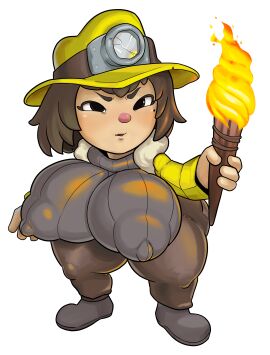 1girls ana_spelunky breasts female huge_breasts jobless midget shortstack solo_female solo_focus spelunky spelunky_2 tight_clothing
