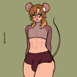 1boy 1femboy abs areolae big_thighs femboy femboy_only glasses male male_only miss_velvet mouse mouse_boy mouse_ears mouse_tail navel nipples original original_character see-through see-through_clothing thick_thighs thighs