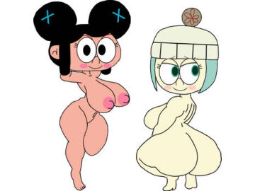 2d 2girls aged_up areolae asian asian_female asian_girl ass big_ass big_breasts black_hair breasts completely crossover duo duo_female female female_only full_body huge_ass hyper hyper_ass kung_fu_wa! large_ass large_breasts looking_at_viewer looking_back meteoheroes multiple_females multiple_girls naked naked_female nix_(meteoheroes) nude nude_female tee_zeng twintails