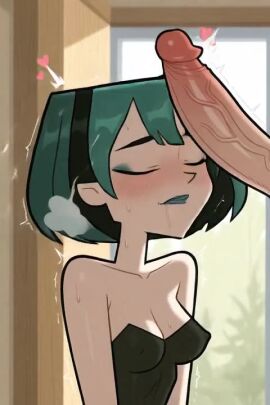 ai_generated blush breasts bulge_in_face cock_hungry cock_shock cock_worship cumshot dark-skinned_female drooling female gwen_ingrid heart_symbol horny_female large_penis looking_at_penis male nervous_face nervous_female nervous_sweat open_mouth penis penis_awe penis_on_face rubbing_penis_on_face shocked_expression small_breasts steaming_body steamy_breath surprised_expression sweaty_body sweaty_breasts tagme thick_penis total_drama_(series) total_drama_island trembling twintails veiny_penis video wanting_cock wanting_cum