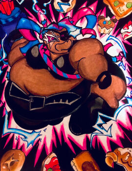 1girls bbw chubby chubby_female cookie_run cookie_run_kingdom fat fat_belly fat_female female multicolored_hair obese obese_female overweight overweight_female remvelvet twizzly_gummy_cookie