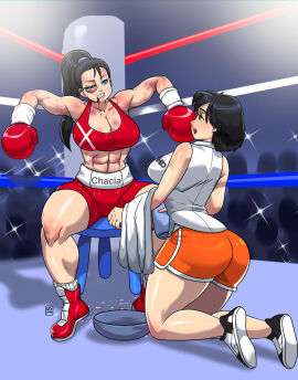 2girls abs ass athletic athletic_female big_ass big_breasts big_butt boxing boxing_gloves boxing_ring breasts bust busty chest cleavage curvaceous curvy curvy_figure digital_media_(artwork) female female_focus fighting_ring fit fit_female gabocaricaturas gloves hips hourglass_figure huge_ass huge_breasts human large_ass large_breasts legs light-skinned_female light_skin mature mature_female midriff multiple_females multiple_girls original original_character original_characters red_boxing_gloves red_gloves red_shorts red_sports_bra shorts slim_waist sports_bra thick thick_hips thick_legs thick_thighs thighs voluptuous waist wide_hips
