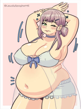 belly fat_female fat_fetish fat_folds female hololive shirogane_noel shirogane_noel_(9th_costume) virtual_youtuber
