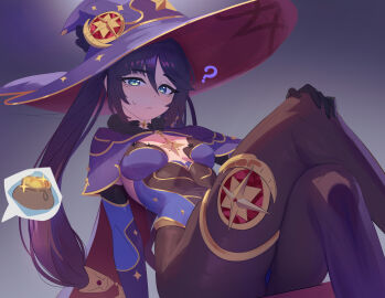 1girls ? absurdres anonds31 black_gloves black_hair blue_cape blue_hat blue_leotard bodystocking breasts brown_pantyhose cape choker detached_sleeves earrings female fur_collar genshin_impact gloves gold_trim green_eyes hat hat_ornament highleg highleg_leotard highres jewelry leotard long_hair looking_at_viewer medium_breasts mona_(genshin_impact) pantyhose prostitution solo star_(symbol) star_earrings thighlet thighs twintails witch_hat