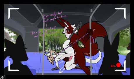absurd_res accessory anal anal_sex animal_genitalia animal_penis anthro ass balls big_balls big_penis black_sclera blonde_hair blush bodily_fluids bondage breasts bus camera_view canine_genitalia canine_penis collar commercial_vehicle cum cum_in_ass cum_inside cum_on_leg cum_while_penetrated cumshot demon dialogue dominant dominant_male duo ear_tuft ejaculation english_text erection eyewear fluffy fluffy_tail fur futa/male futa_penetrated futanari genital_fluids genitals glasses hair hair_accessory hairpin heart_symbol hi_res huge_balls huge_cock internal intersex intersex/male intersex_penetrated knotting larger_male leash leash_pull leashed_collar lodi_(artist) lodi_(character) long_hair looking_at_another looking_at_partner male mammal markings milet nude orange_eyes out-of-placers penetration penis penis_size_difference petplay public public_nudity public_sex raised_leg recording red_body red_fur ridiculous_fit roleplay sex shaking size_difference smaller_futa smaller_intersex smile submissive submissive_futa submissive_intersex tail tapering_penis text trans_woman transfem tuft vehicle wearing_glasses white_body white_fur white_hair yinglet