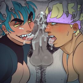 3boys after_fellatio after_oral after_orgasm after_sex bara blowjob blowjob_face blowjob_only boys_love bridalbeast cum cum_drip cum_in_mouth cum_inside cum_on_face cum_on_penis cumshot double_fellatio fellatio gay gay_blowjob gay_domination gay_sex hairy himbo licking licking_cum licking_penis male male_only maledom malesub oral oral_creampie oral_penetration oral_sex original original_character original_characters penis submissive submissive_male teamwork veiny_penis yaoi