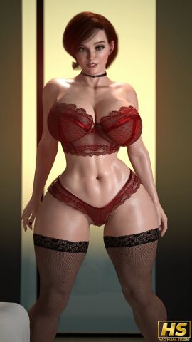 1girls 3d artist_logo artist_name big_breasts bra breasts brown_eyes brown_hair busty choker curvaceous curvy curvy_female fat_breasts female female_only hagiwara_studio helen_parr hi_res highres hourglass_figure huge_breasts large_breasts lingerie mature_female milf navel painted_nails panties realistic short_hair slim_waist solo solo_female stockings tagme the_incredibles thick_thighs waist