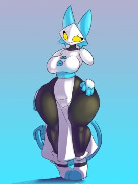 1girls 2d 2d_artwork :3 anthro anthrofied artist_request big_thighs breasts curvy cute deltarune ears_up female floating_hands hand_on_thigh huge_breasts huge_thighs medium_ass medium_breasts nipples pussy solo_female tasque tasque_manager_(deltarune) undertale_(series) visible_pussy yellow_eyes