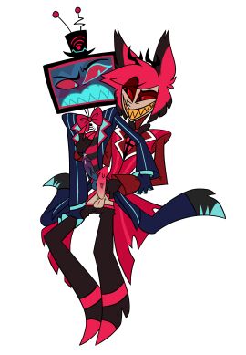 absurd_res alastor_(hazbin_hotel) alpha_channel animal_humanoid anthro barbed_glans bodily_fluids capricol deer deer_humanoid demon demon_humanoid duo electronics for_a_head genital_fluids genitals grin hair hazbin_hotel hi_res humanoid humanoid_genitalia humanoid_on_humanoid humanoid_penis imdemon imminent_anal imminent_sex looking_at_another male male/male mammal mammal_humanoid object_head penis precum questionable_consent red_hair screen screen_face screen_head sharp_teeth simple_background smile teeth television transparent_background tv_head vox_(hazbin_hotel)