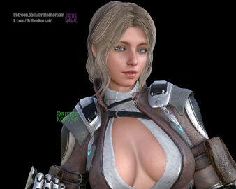 3d blonde_hair blue_eyes breasts female freckles looking_at_viewer the_first_descendant viessa_(the_first_descendant)