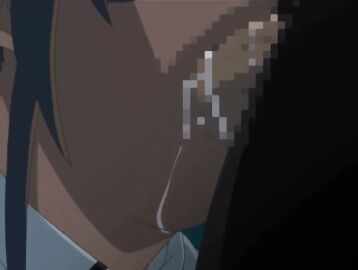 00s 1boy 2006 animated bible_black bible_black_only breasts brown_hair censored closed_eyes cum cumdrip fellatio female forced_fellatio hair_ornament imari_kurumi large_breasts lowres male oral penis ponytail school_uniform side_ponytail solo_focus straight tagme