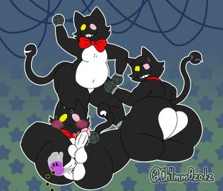 anthro anus ass balls belly black_body black_fur blush bodily_fluids bow_tie bow_tie_only butt_heart cat_mike_(deltarune) ch4mm0zotz darkner deltarune domestic_cat felid feline felis fur genitals hand_on_butt heterochromia hi_res living_tail looking_at_viewer male male_only mammal mostly_nude multicolored_body navel nervous penis pluey_(deltarune) presenting simple_background smile spread_butt spreading sweat tail thick_thighs tuft two-tone_body undertale_(series) unusual_anatomy unusual_tail white_body white_fur