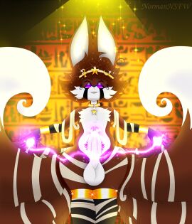 2_tails absurd_res anthro balls big_balls big_penis brown_body brown_fur candy canid canine canine_demon chocolate chocolate_cake_fox cleopatra clothing costume crown demon dessert femboy food fox fur genitals halloween halloween_costume headgear hi_res holidays humanoid_genitalia humanoid_penis hypnosis incubus! legs_together magic male mammal mind_control multi_tail normannsfw normanthefox penis pinup pose purple_eyes pyramid solo spiral star tail tiara white_body white_fur