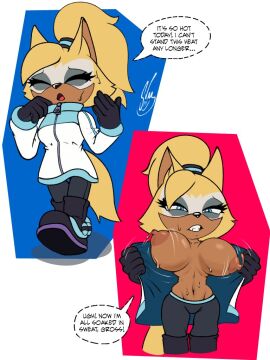 1girls anthro barely_sly big_breasts bodily_fluids breasts canid canine canis fanning fanning_self female female_only flashing idw_publishing mammal sega solo sonic_(series) sonic_the_hedgehog_(comics) sonic_the_hedgehog_(idw) sonic_the_hedgehog_(series) sweat sweaty_breasts whisper_the_wolf wolf